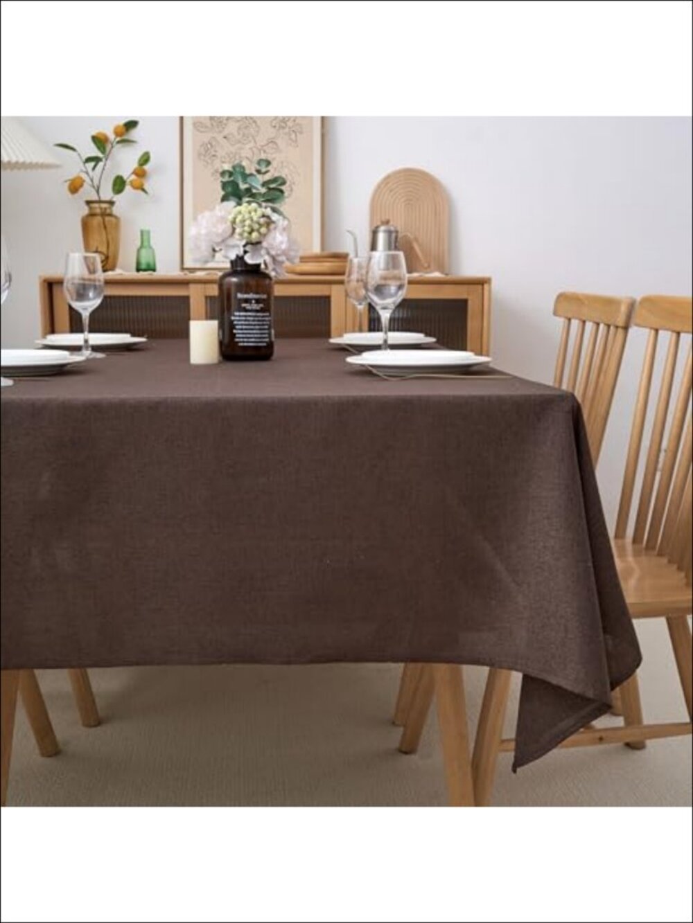 Faux Linen Tablecloth Rectangular Waterproof Wrinkle Resistant Kitchen Dining